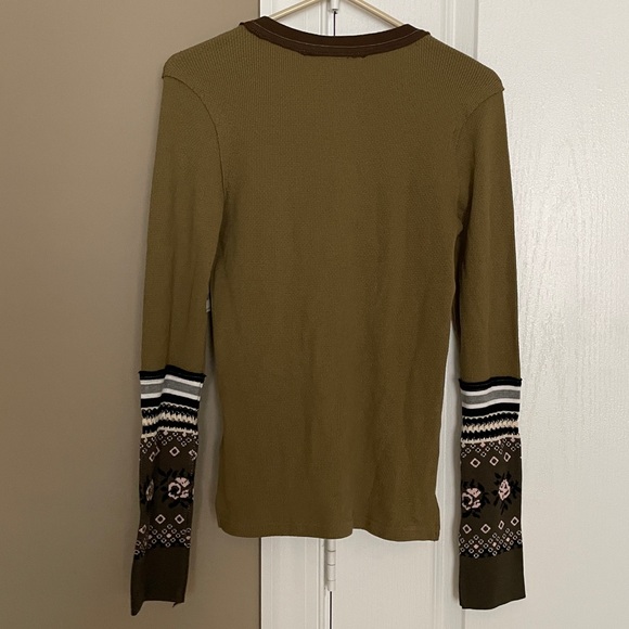 NWT Free People Women’s We the Free Mikah Printed Cuff Thermal Top. - Picture 5 of 7